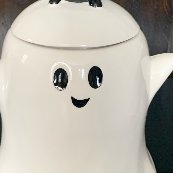 Ghost with Black Cat Hand Painted Halloween Canister - Picture 4 of 13